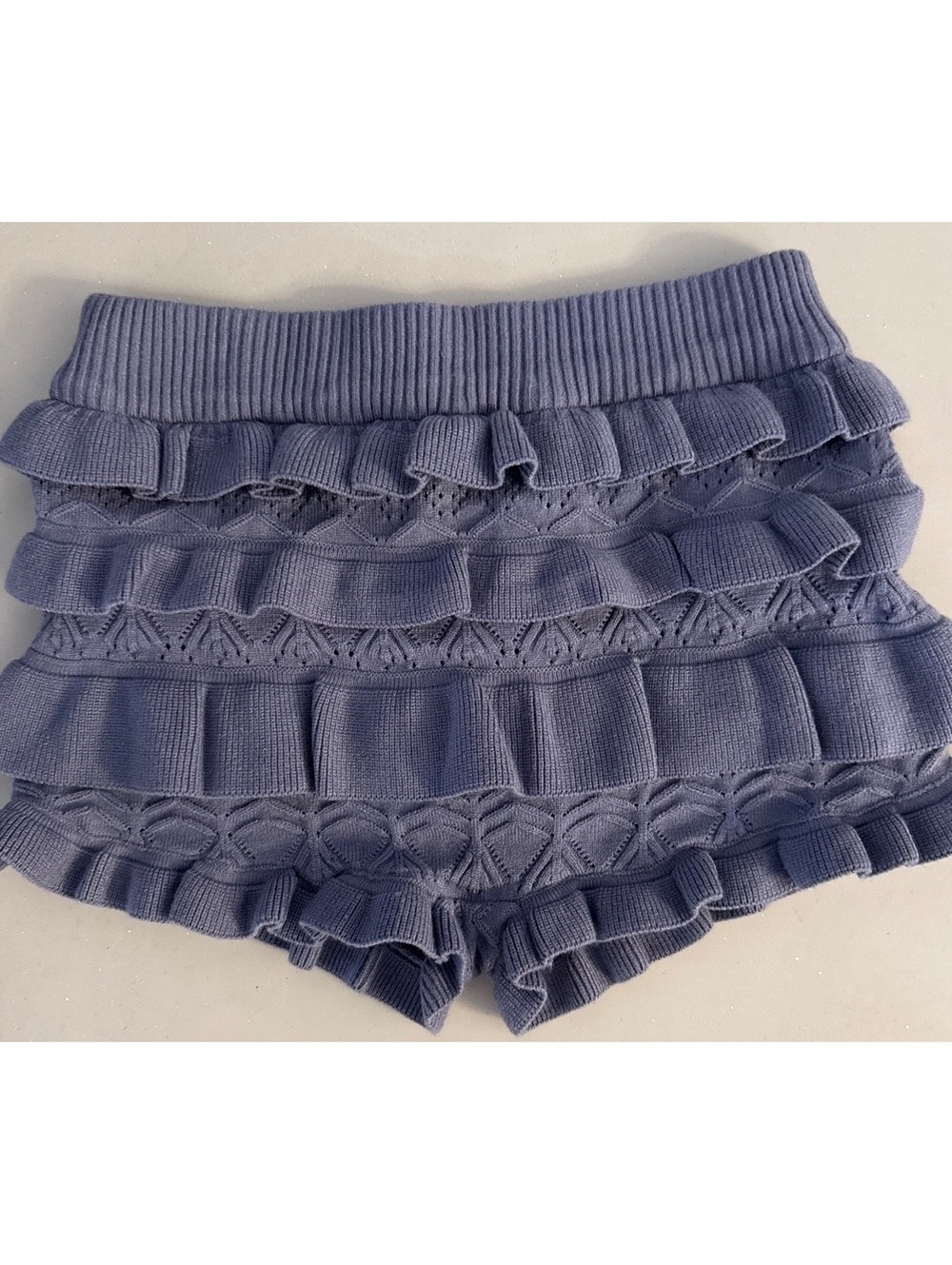 Edikted blue women’s ruffle shorts size M/L